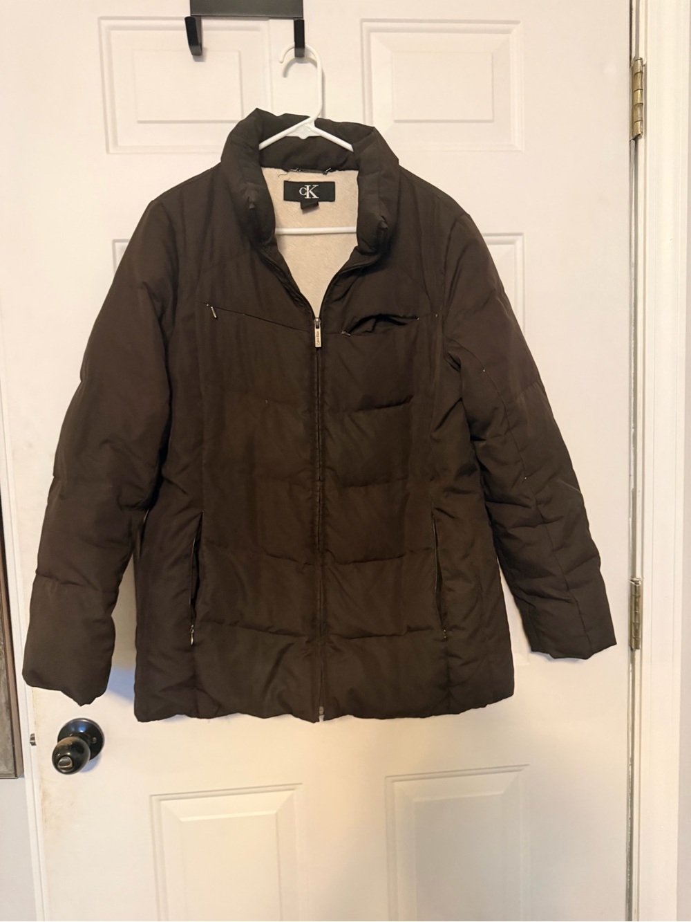 Calvin Klein Women's Chocolate Brown Quilted Puffer Jacket